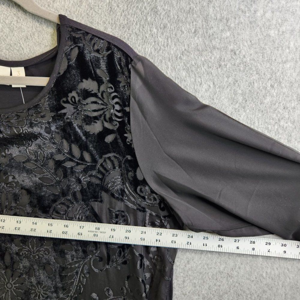 Chicos Top Womens 3 US XL Black Burnout Velvet Fringe Trim Goth Witch Festival - Picture 12 of 16